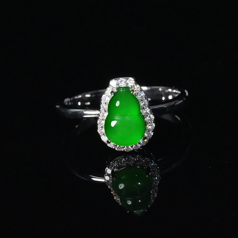 【小胖翡翠】天然翡翠葫芦戒指A货绿轻奢简约百搭日常款-多样性发1