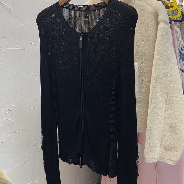 今天新款 破洞黑色针织