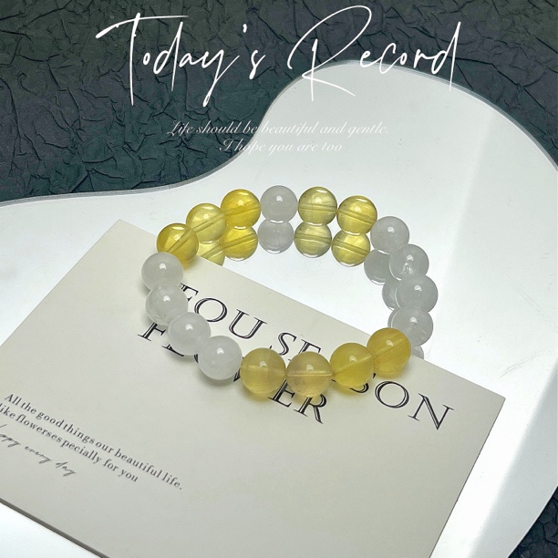 天然 卡10 白幽灵 黄萤石 原创手串