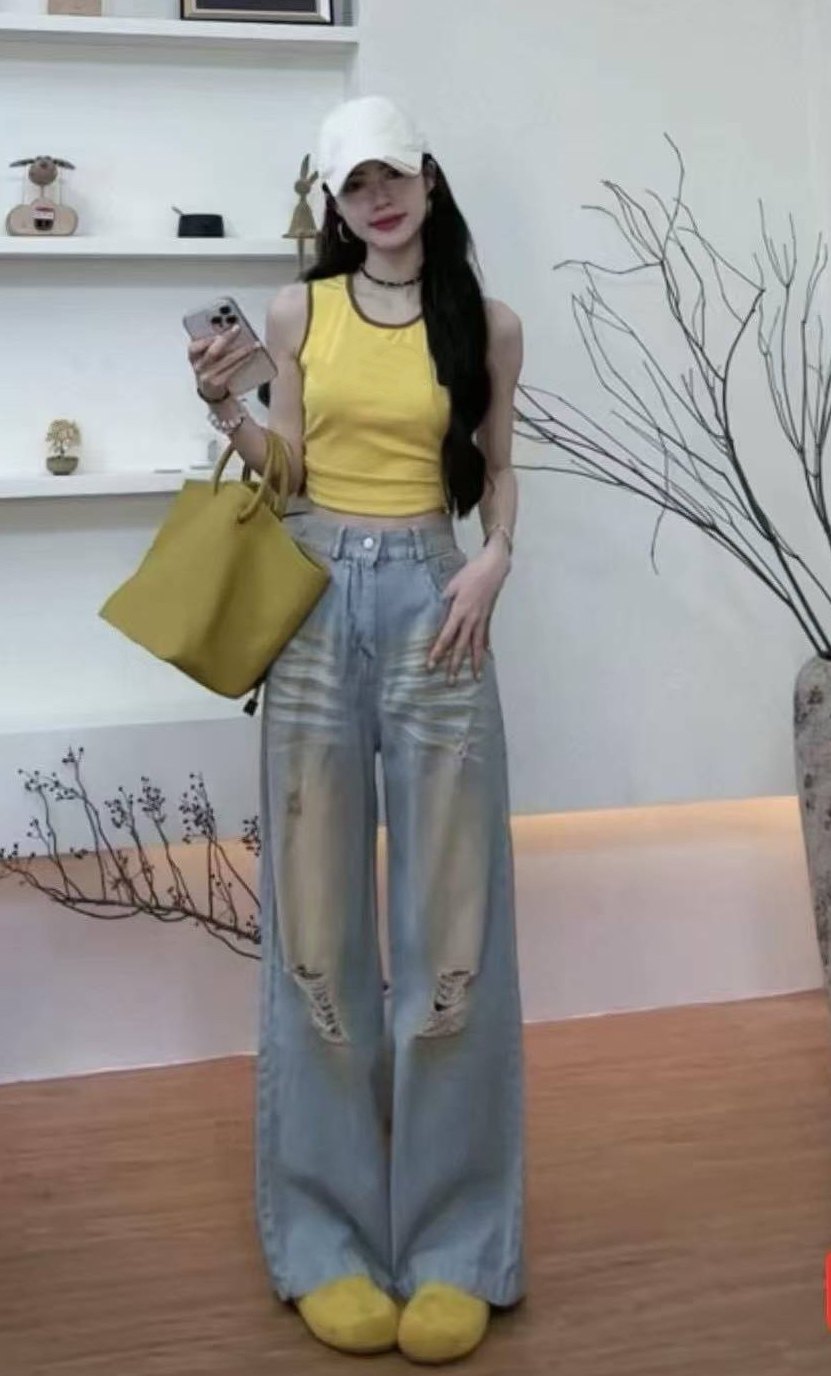 【25127】菜#背心上衣+牛仔裤【套装】