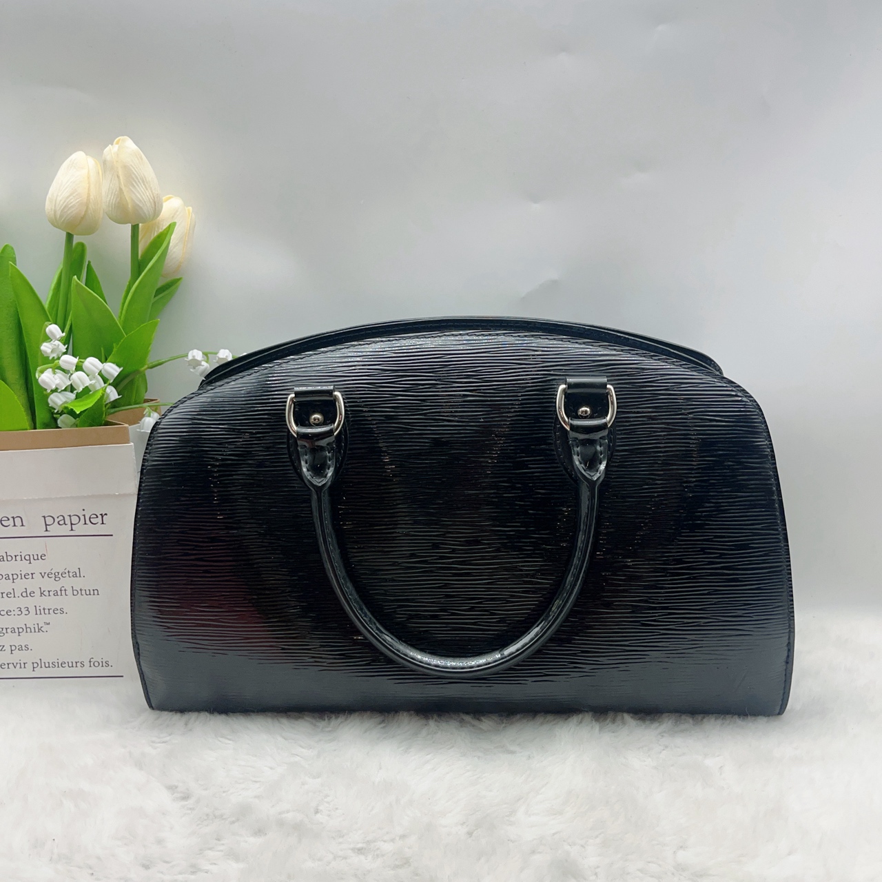 95新 LouisVuitton/路易威登 黑色水波纹保龄球包 1186 5373 