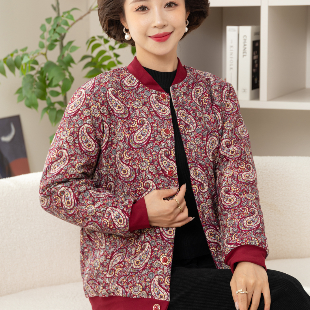 5279妈妈装保暖外套冬季加绒加厚开衫棉服奶奶装绵羊毛棉衣