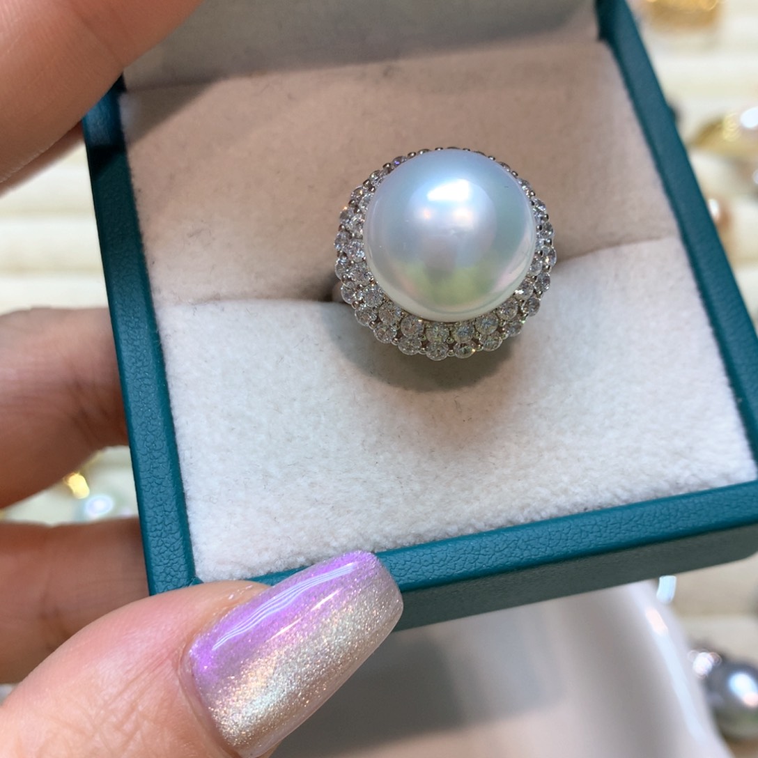 海水珍珠戒指银S925镶嵌