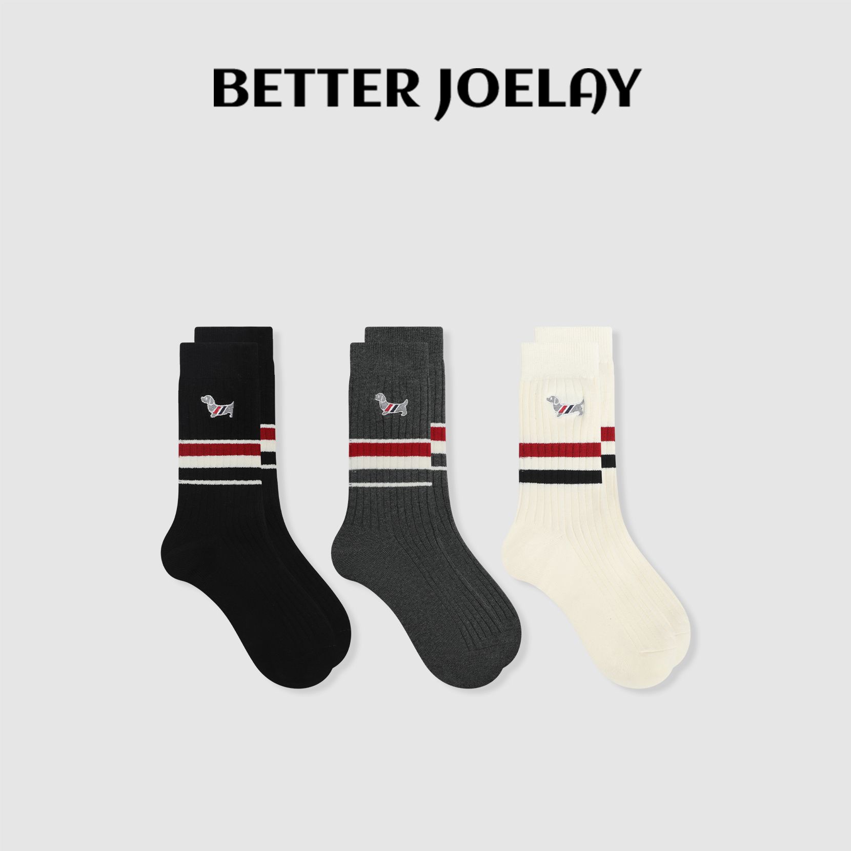 BETTER JOELAY -【彩虹小狗】时尚袜子女中筒袜可爱卡通百搭WT372