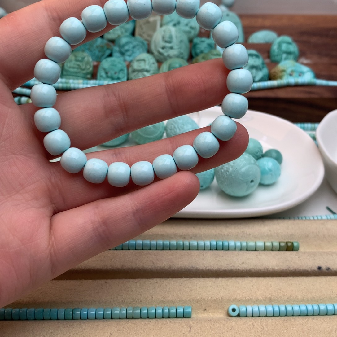 全***，绿松石未镶嵌手串