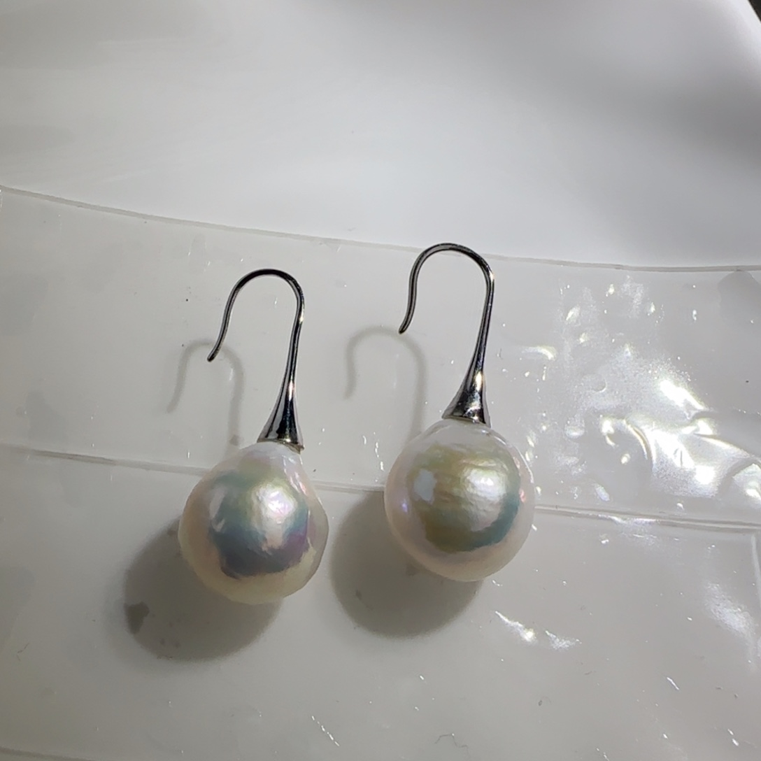 淡水珍珠耳饰银S925镶嵌