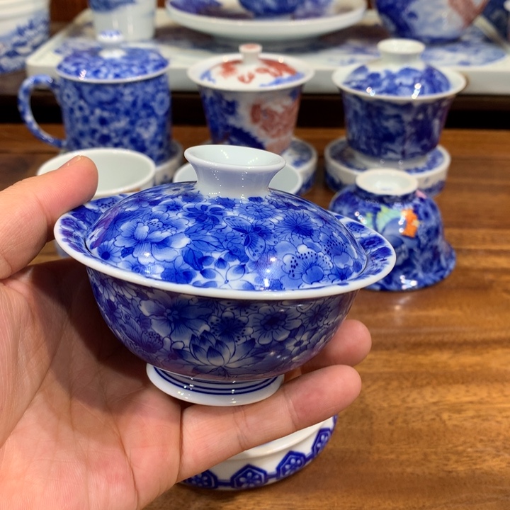 晓月柴窑 万花盖碗