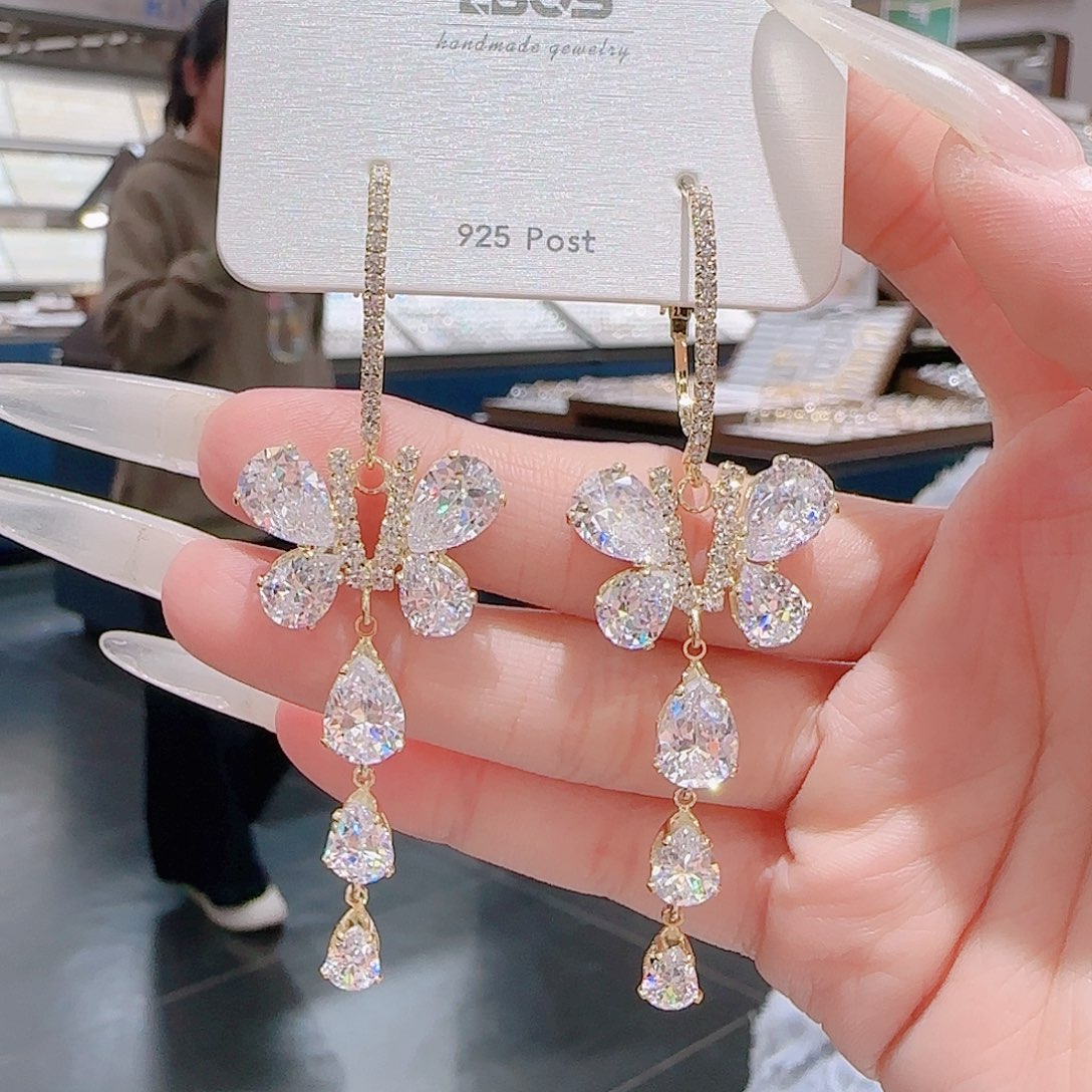 锆石铜合金925银耳环