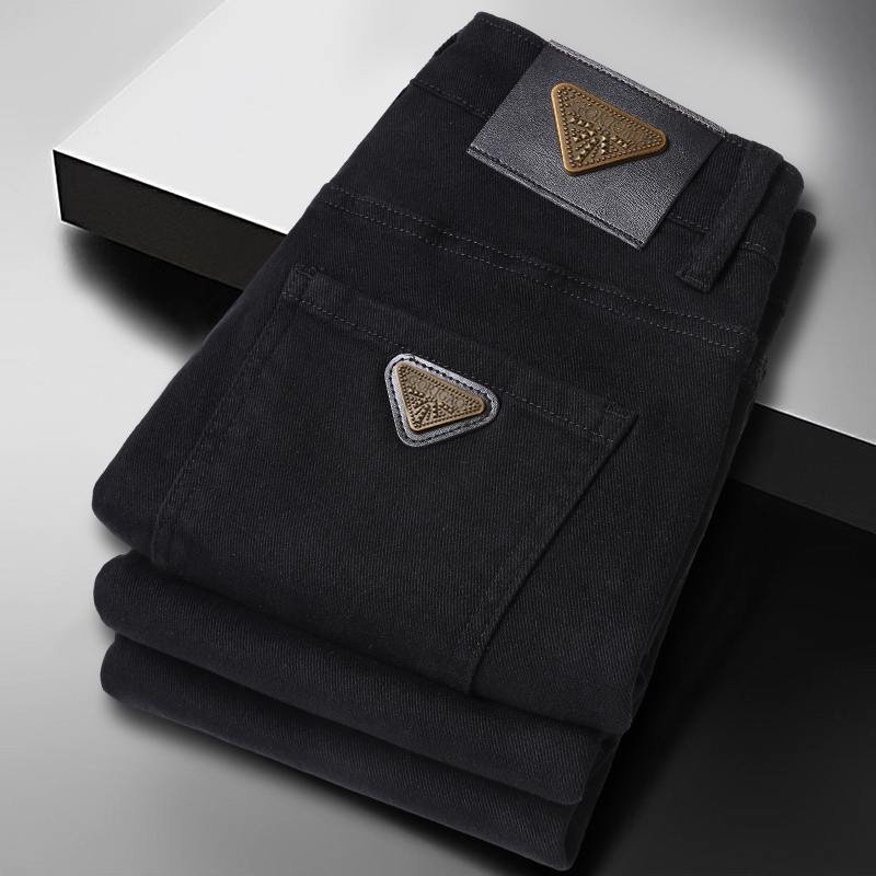 男士轻奢直筒牛仔裤男士2025冬季加厚修身直筒弹力百搭休闲长裤子