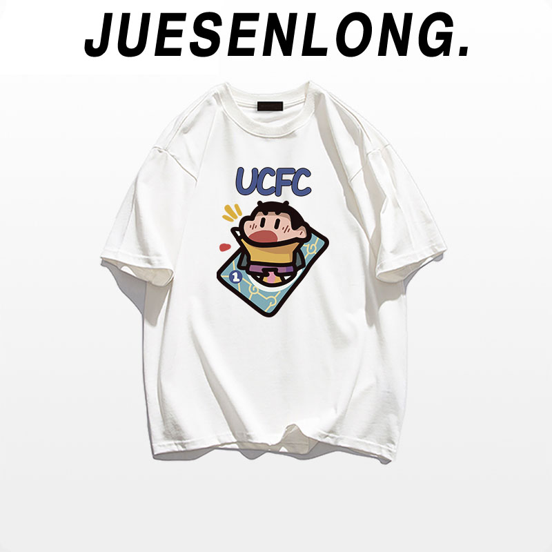 款55-棉质纯色休闲爆款小众设计感圆领短袖T恤女宽松休闲潮牌上衣