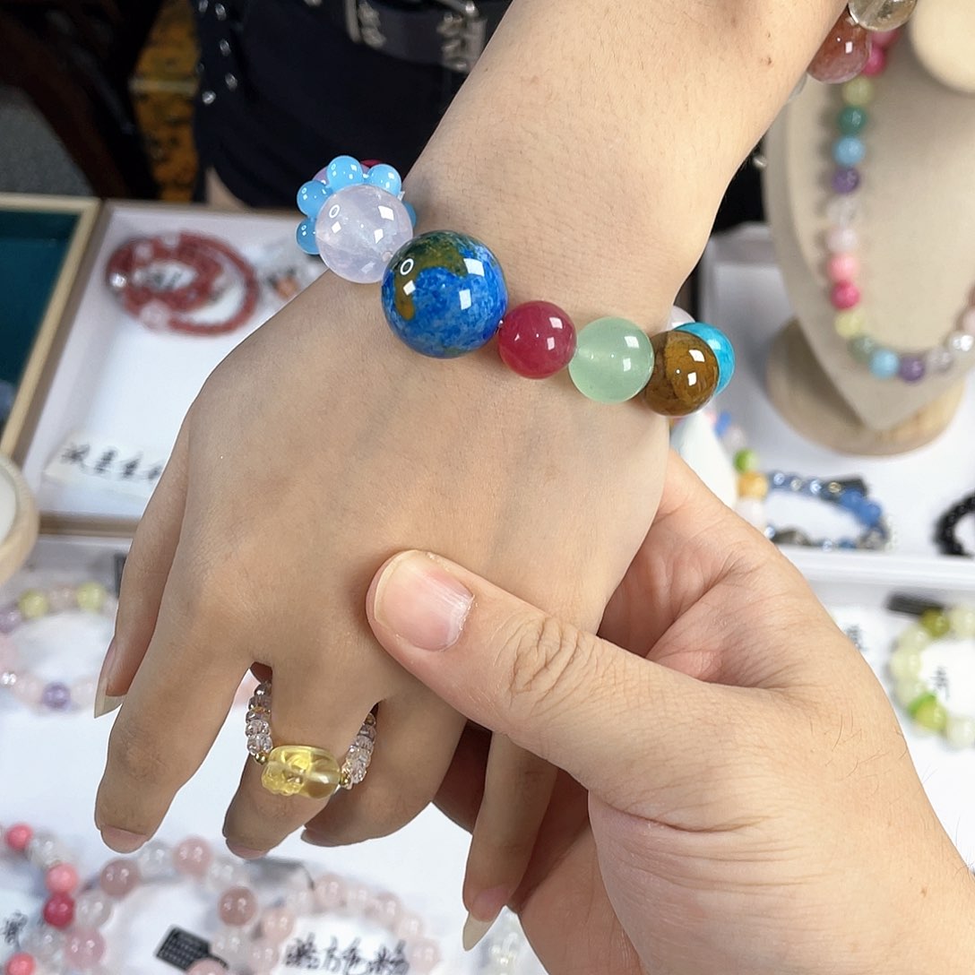 水晶手链银S925镀金镶嵌