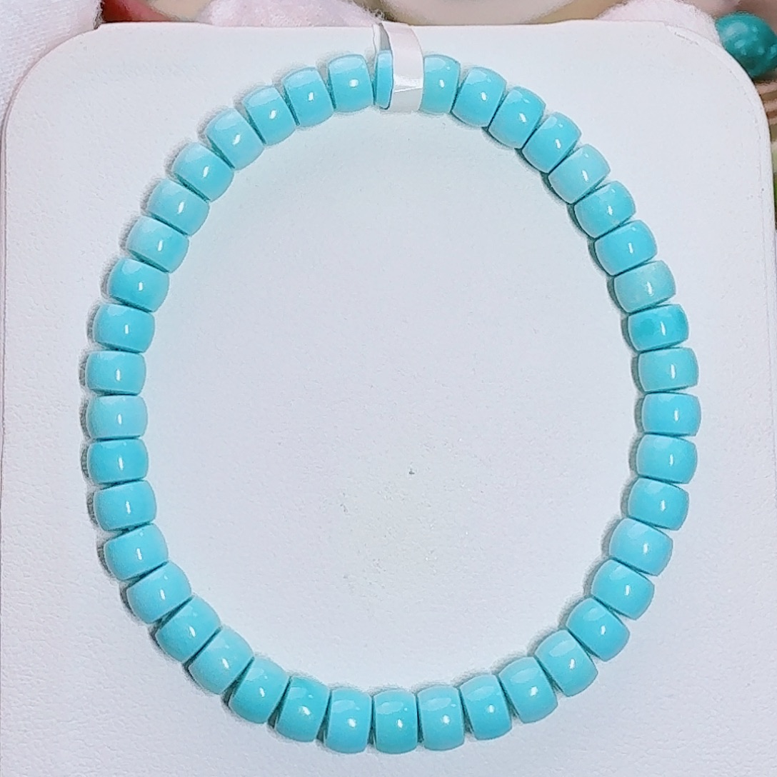 绿松石未镶嵌珠宝奇石精品天空蓝直切手串