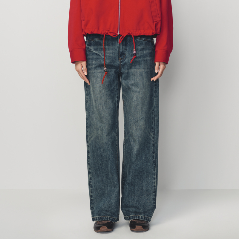 【现货】AVVENN设计师款直筒剪裁慵懒感牛仔裤裤子阔腿裤AK11302607