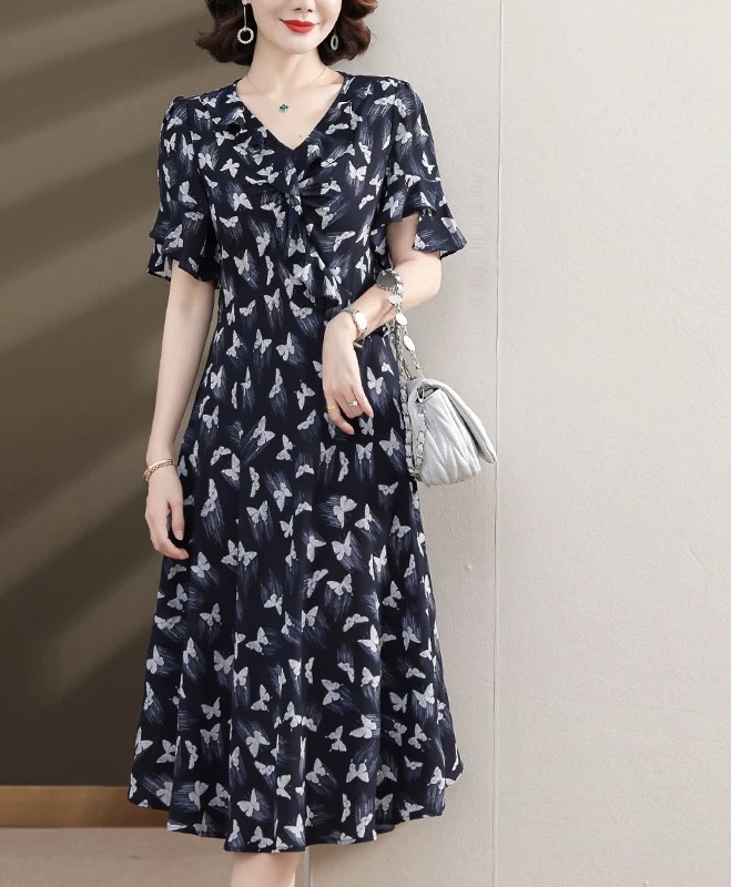 101-200高端气质显瘦夏季连衣裙复古