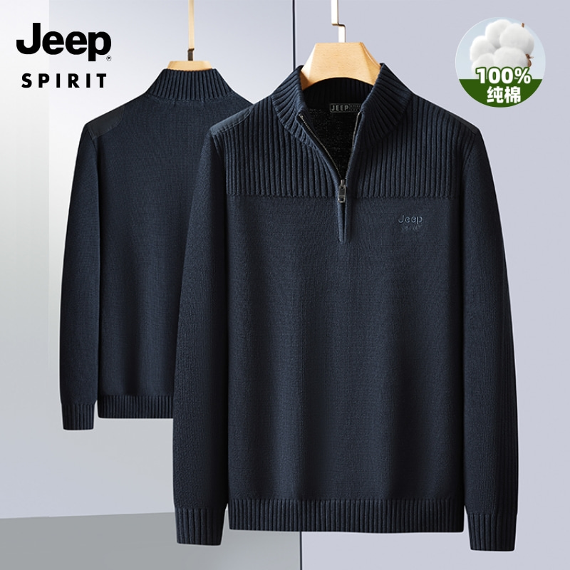 JEEPSPIRIT2025冬季上新新款加厚男士上衣休闲商务针织高领毛衣男