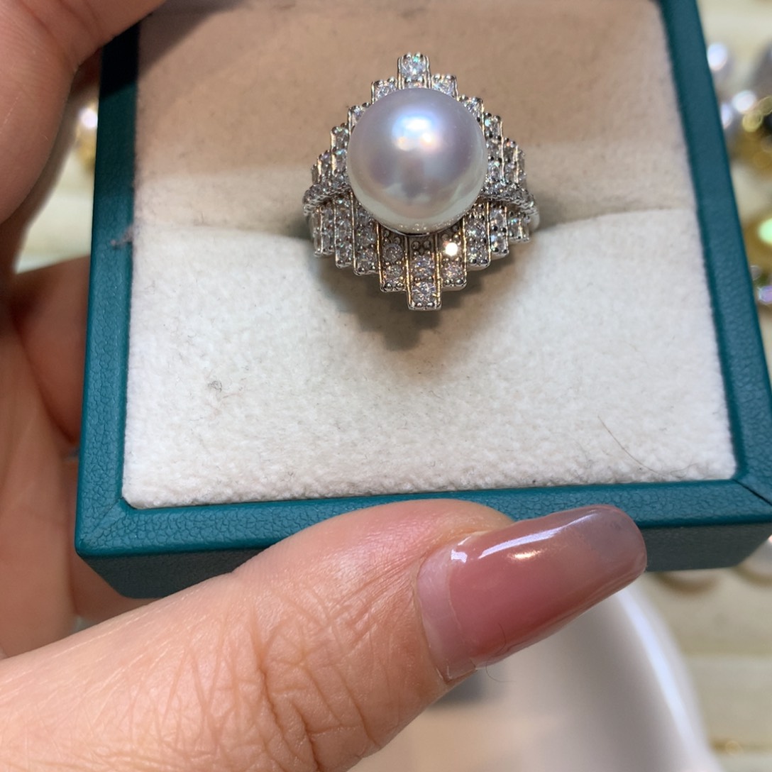 海水珍珠戒指银S925镶嵌