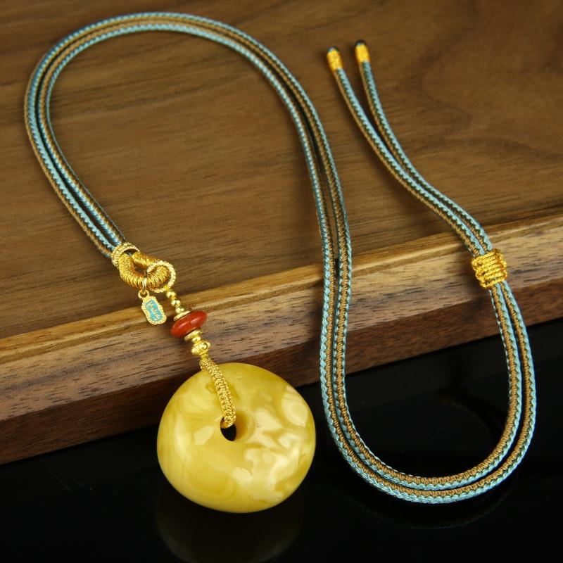 【香掌柜】蜜蜡配川料南红平安扣吊坠【发一件】