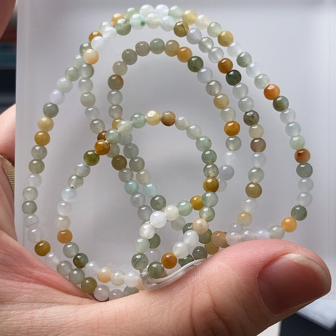 翡翠未镶嵌颈饰长串