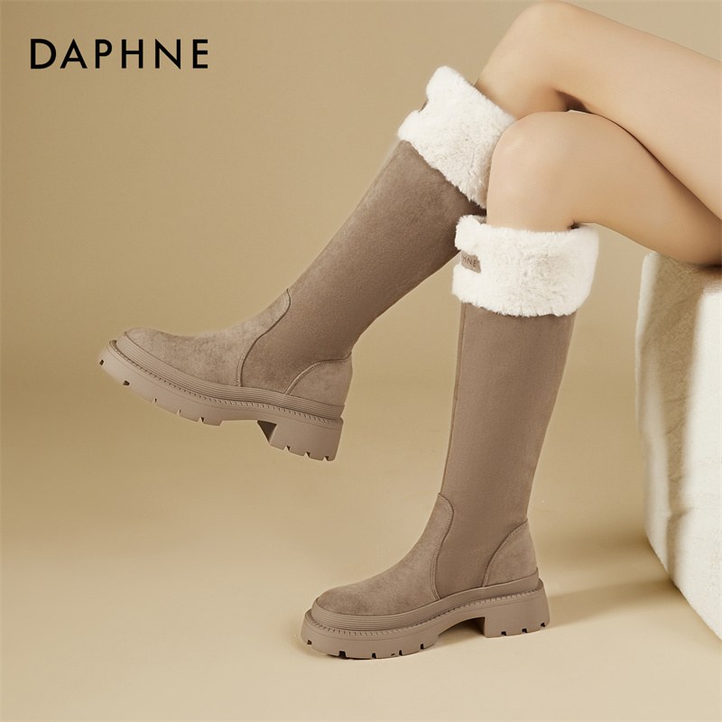 达芙妮冬季新款2025时装靴加绒时尚厚底商务洽谈专用舒适耐穿款