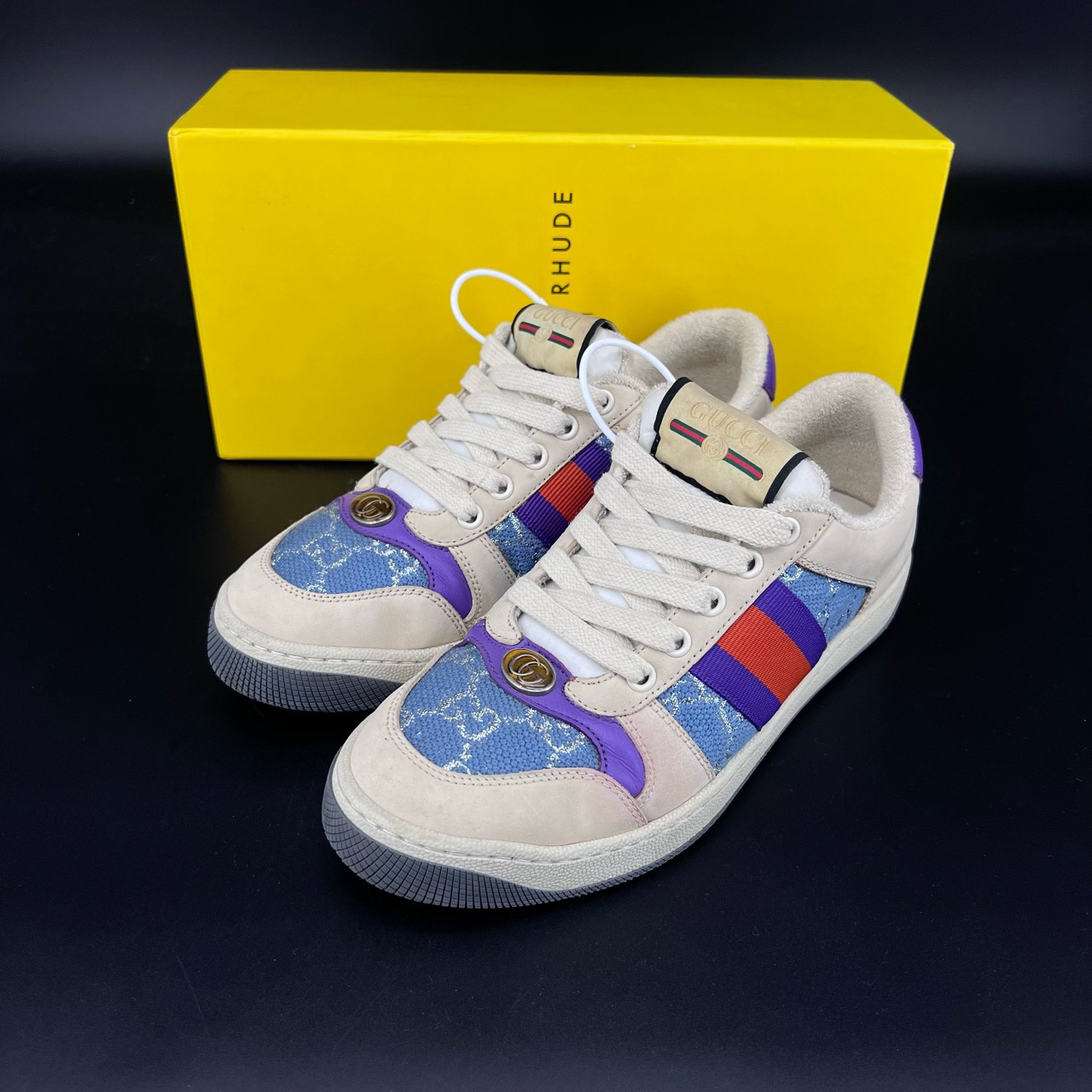 95新 GUCCI/古驰 码数36.5GUCCI鞋皮革 GG珐琅 蓝紫 原盒