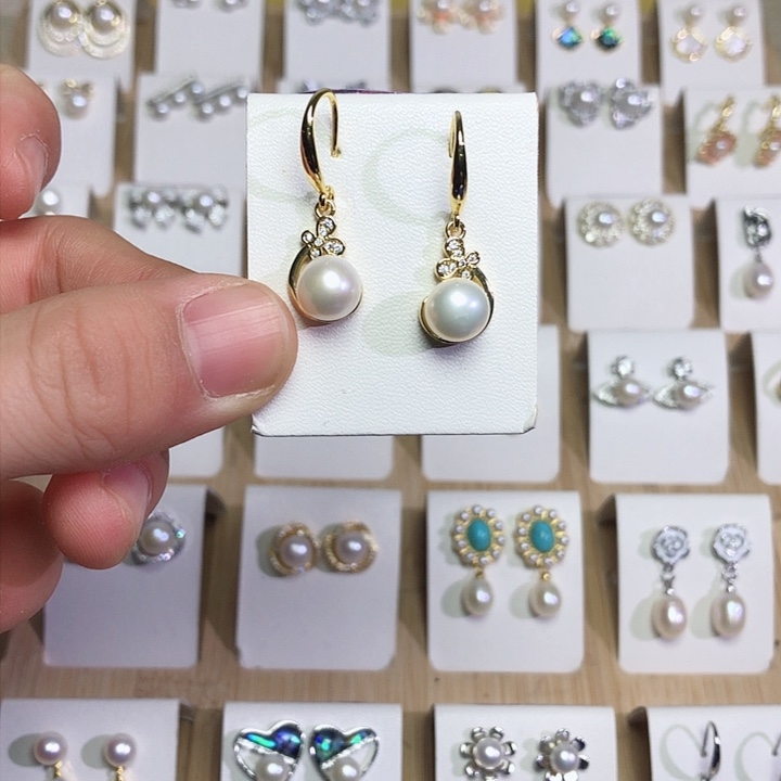 淡水珍珠耳饰银S925镶嵌