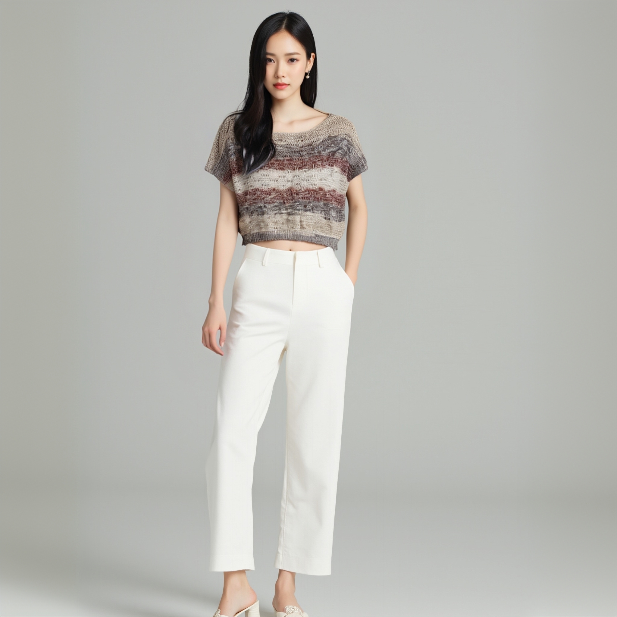 镂空海浪九色鹿段染线加亮片珍珠蕾丝非成品 手工编织材料包