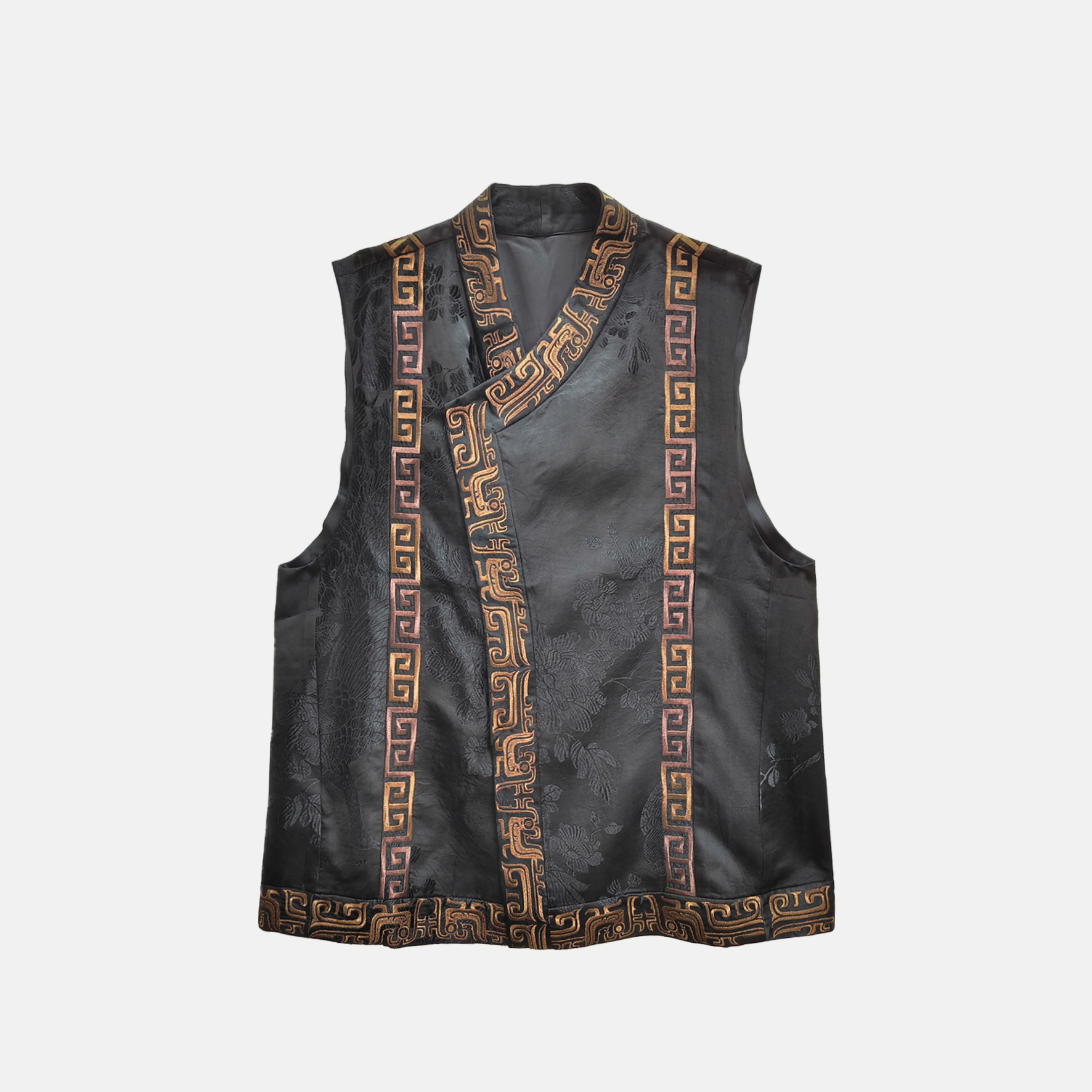 【凤显·三星堆盘金绣系列】三星堆双色刺绣斜襟马甲 DB-MJ250003