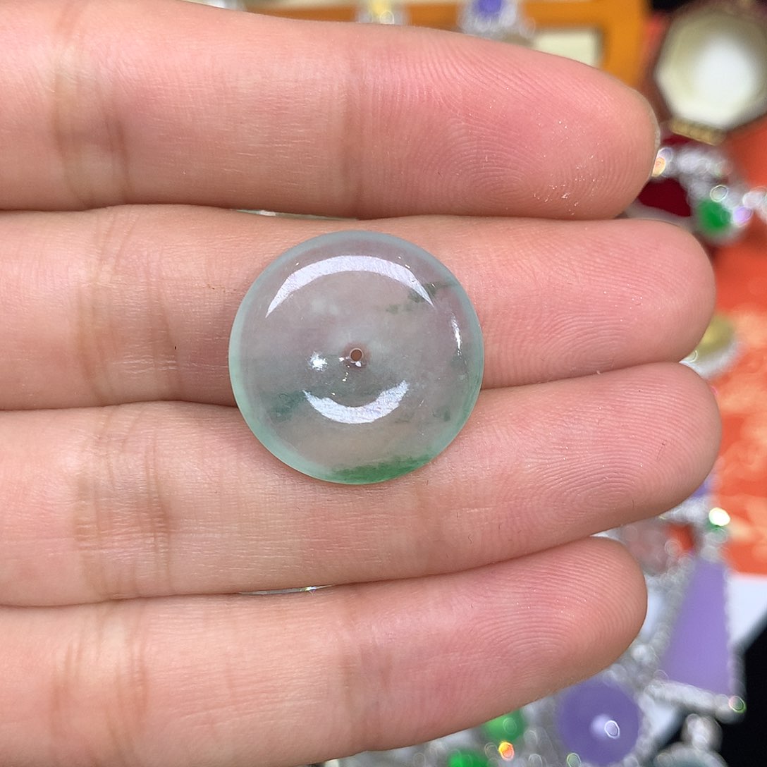 翡翠吊坠(不含链)未镶嵌飘花平安扣