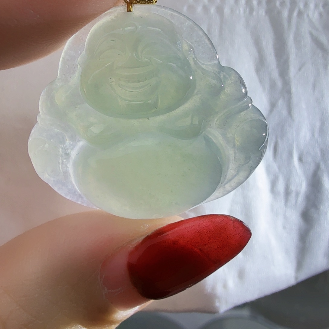 翡翠颈饰18K金镶嵌佛公