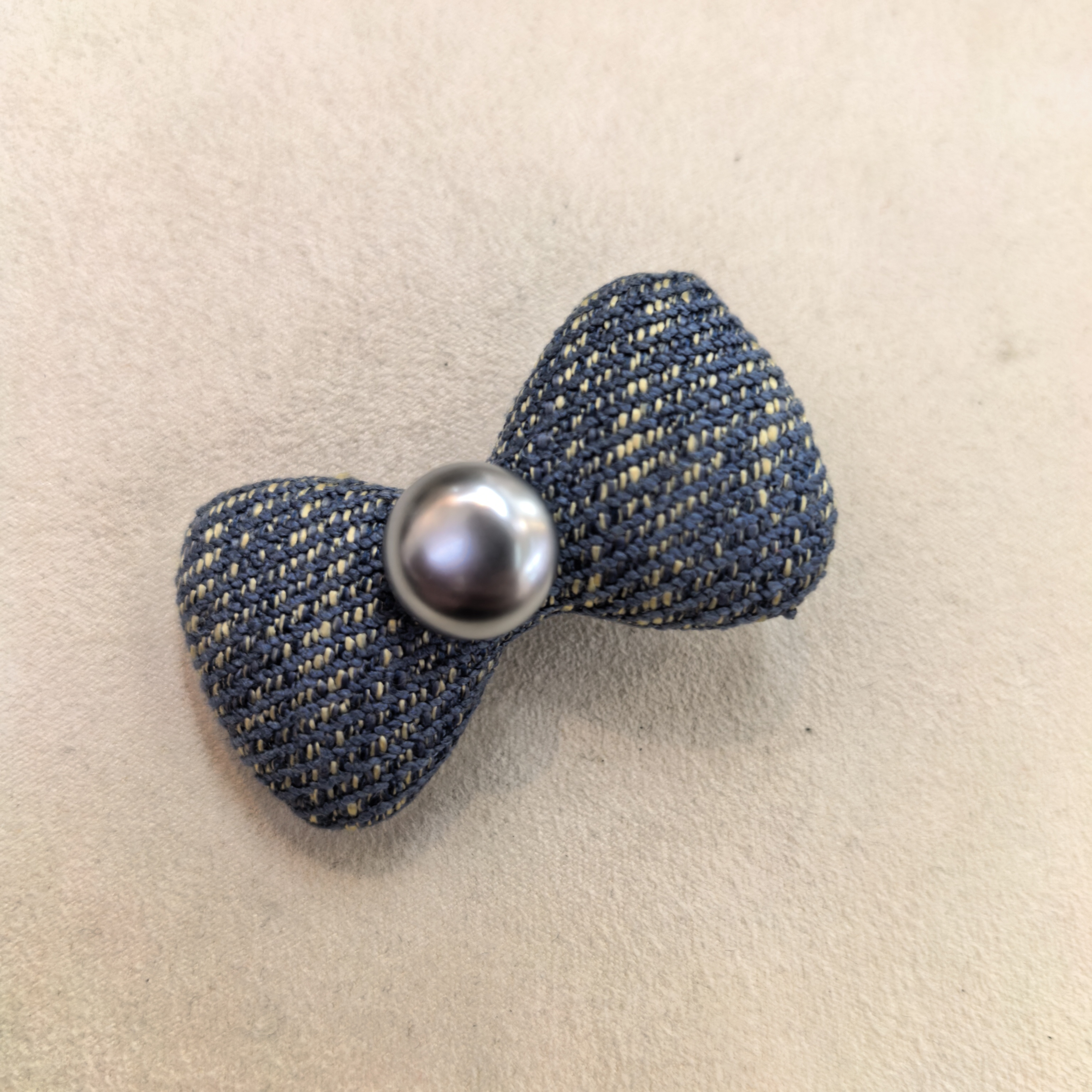 C528蓝色蝴蝶结单珠边夹