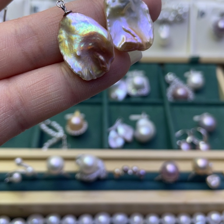淡水珍珠耳饰银S925镶嵌