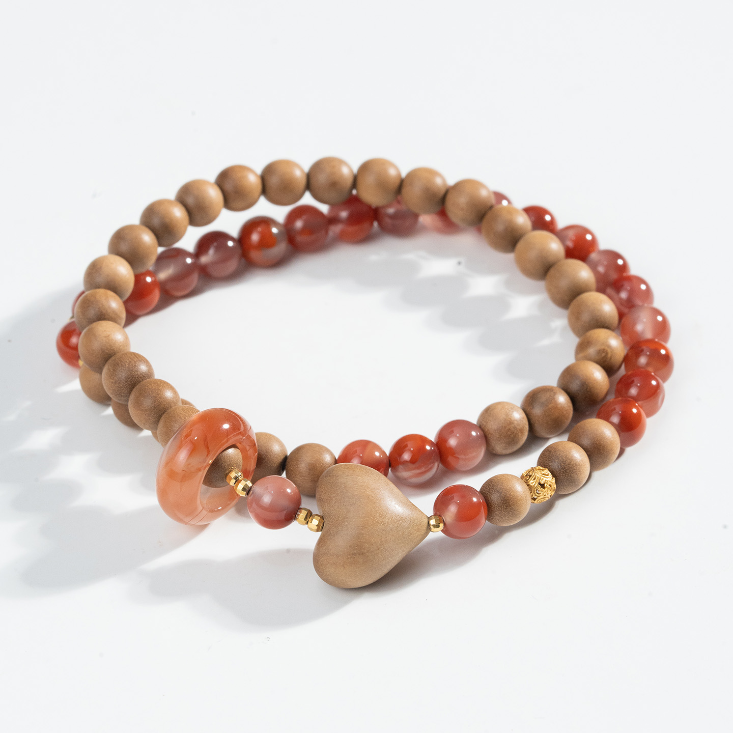 老山檀香6mm爱心设计款手串