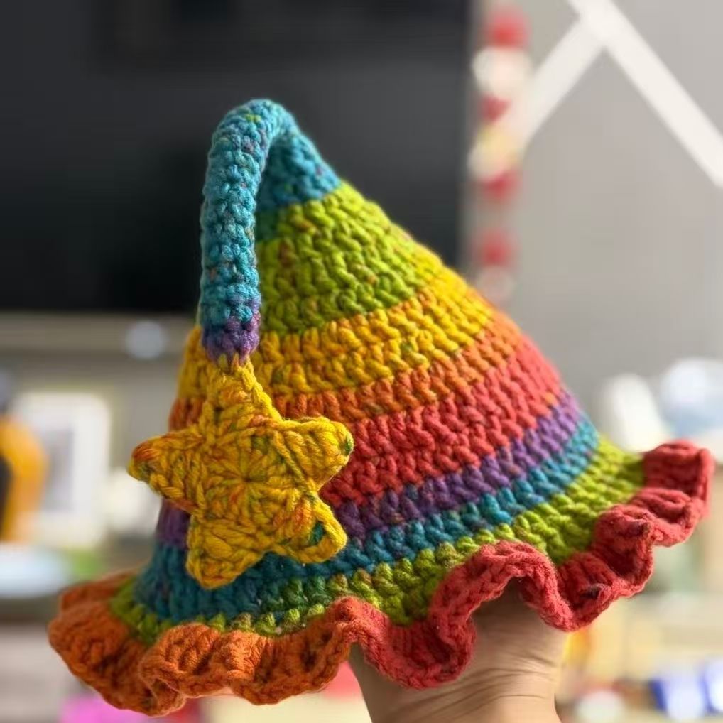 （买一送一）八股精灵帽段染织帽子围巾毛线