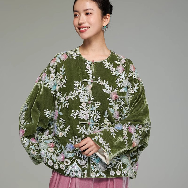 初见十三娘『茹沐瑶』新中式国风手工高定上衣衬衣真丝丝绒汉服秋款