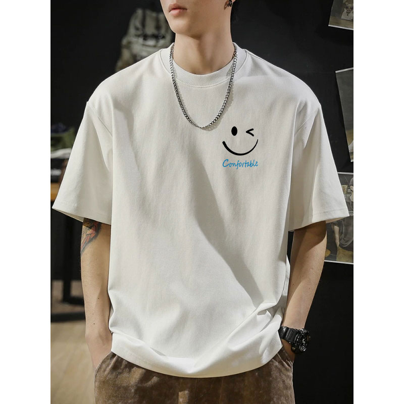 白色短袖男士2025春季新款重磅宽松白色短袖t恤男长绒棉纯色体恤