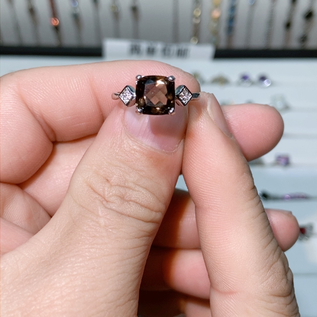 绿水晶戒指银S925镶嵌