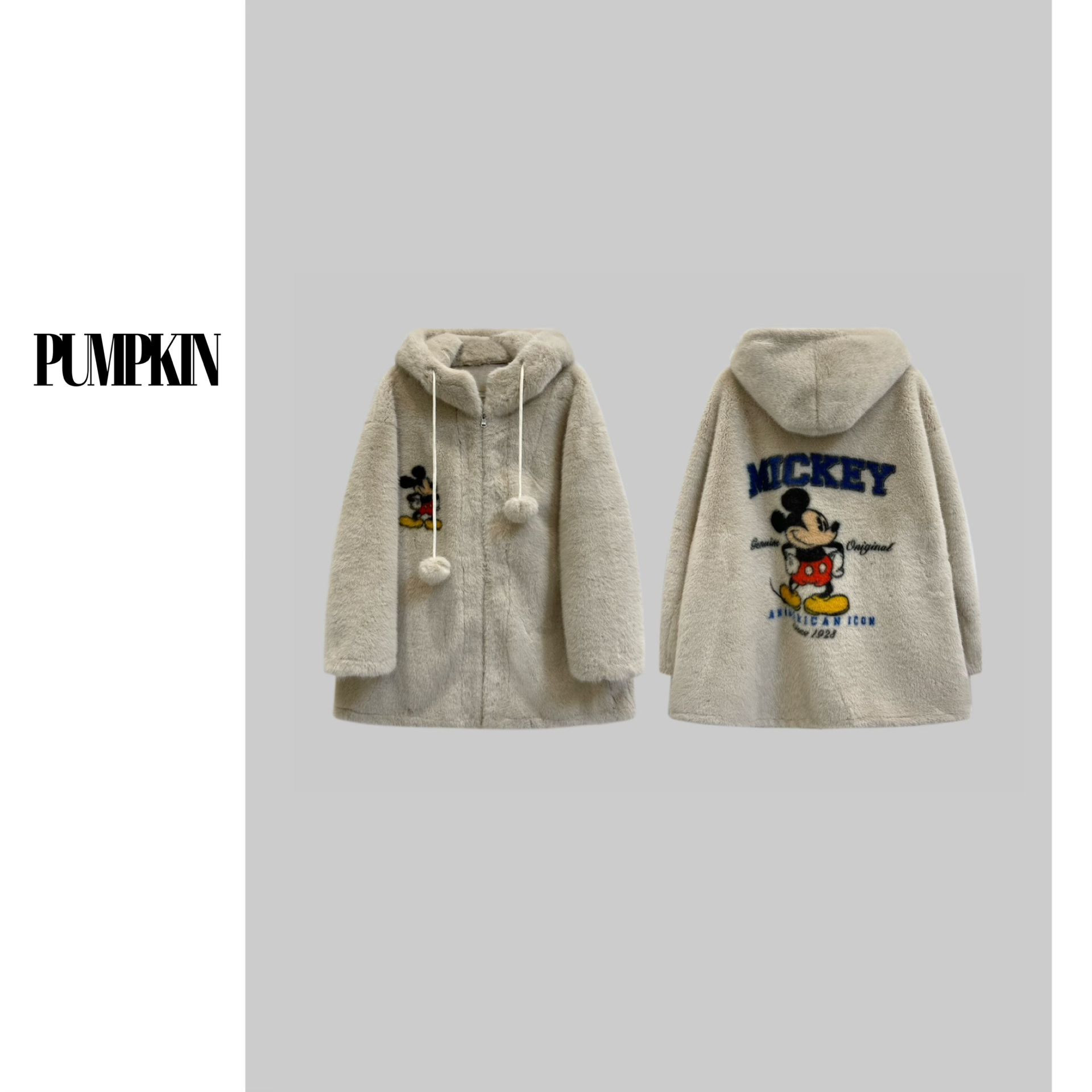 PUMPKIN·大码连帽米奇毛毛外套