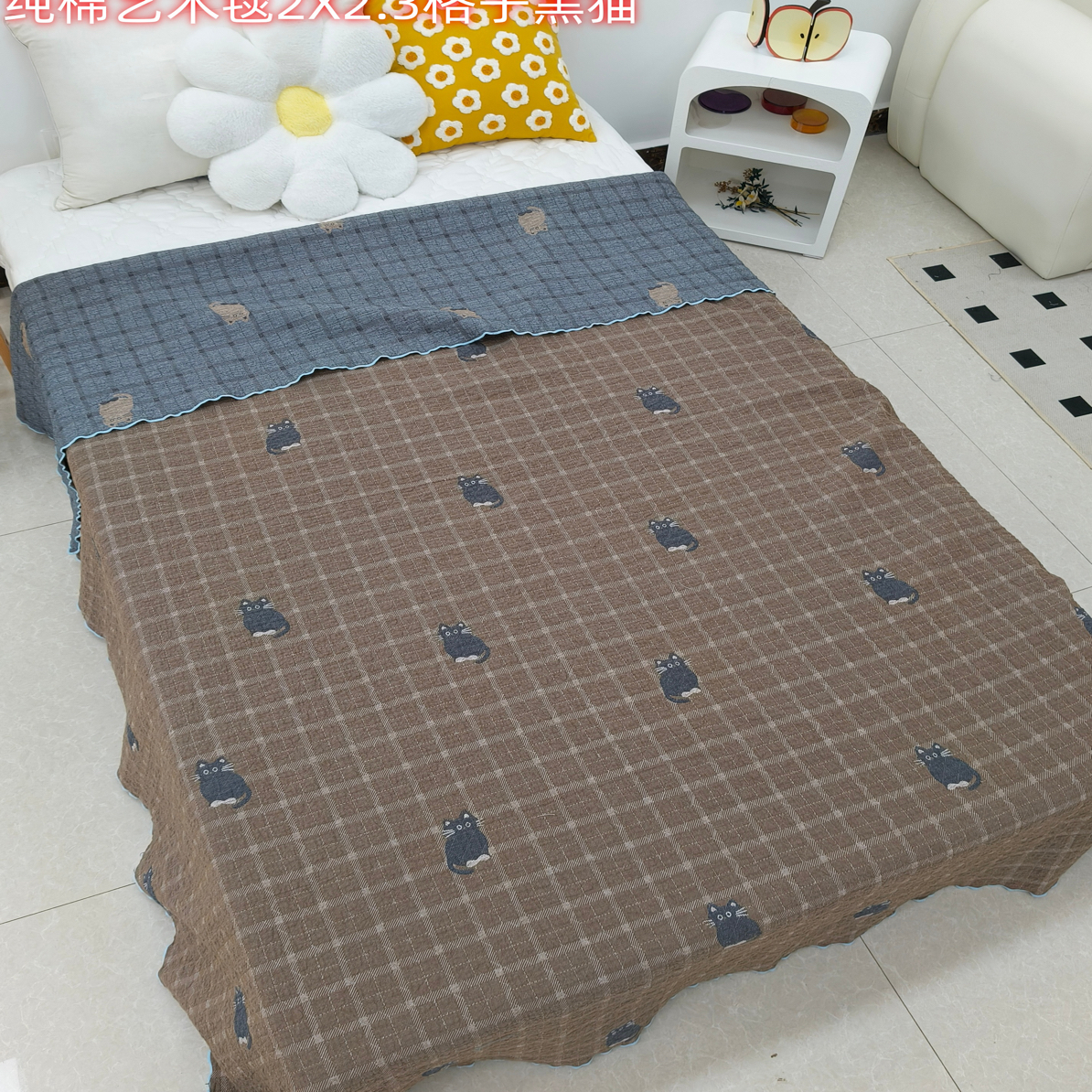 【高货】（纯棉床盖）四层纯棉纱布床盖水洗纯棉透气舒适不跑床双面