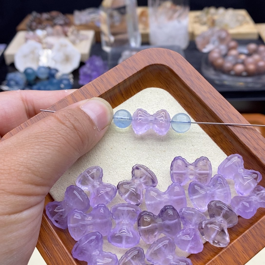 紫水晶蝴蝶结卡12/17未镶嵌水晶