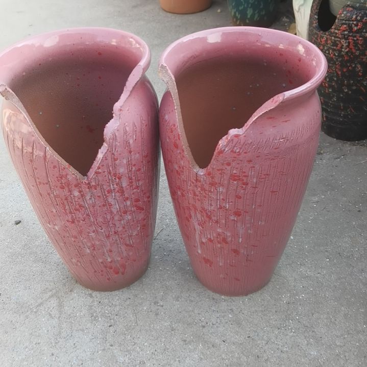 红陶14口26高两个盆子