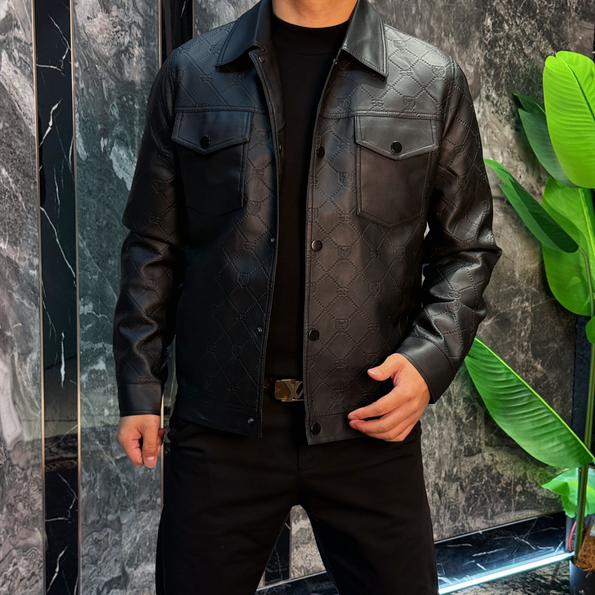 【简奢】2025年加绒加厚虎头夹克翻领男士潮流夹克男装