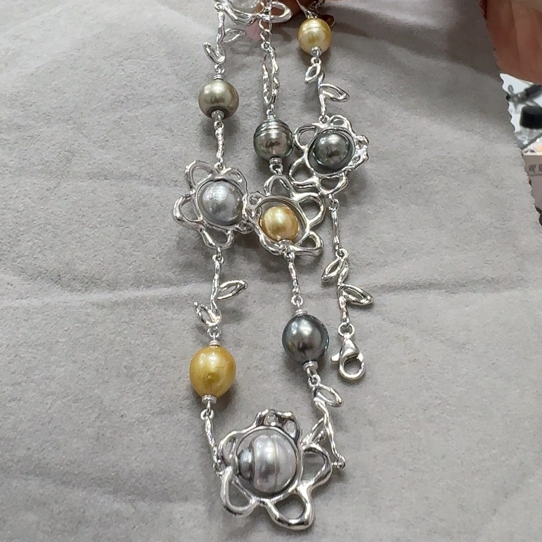 小***微海水珍珠颈饰银S925镶嵌