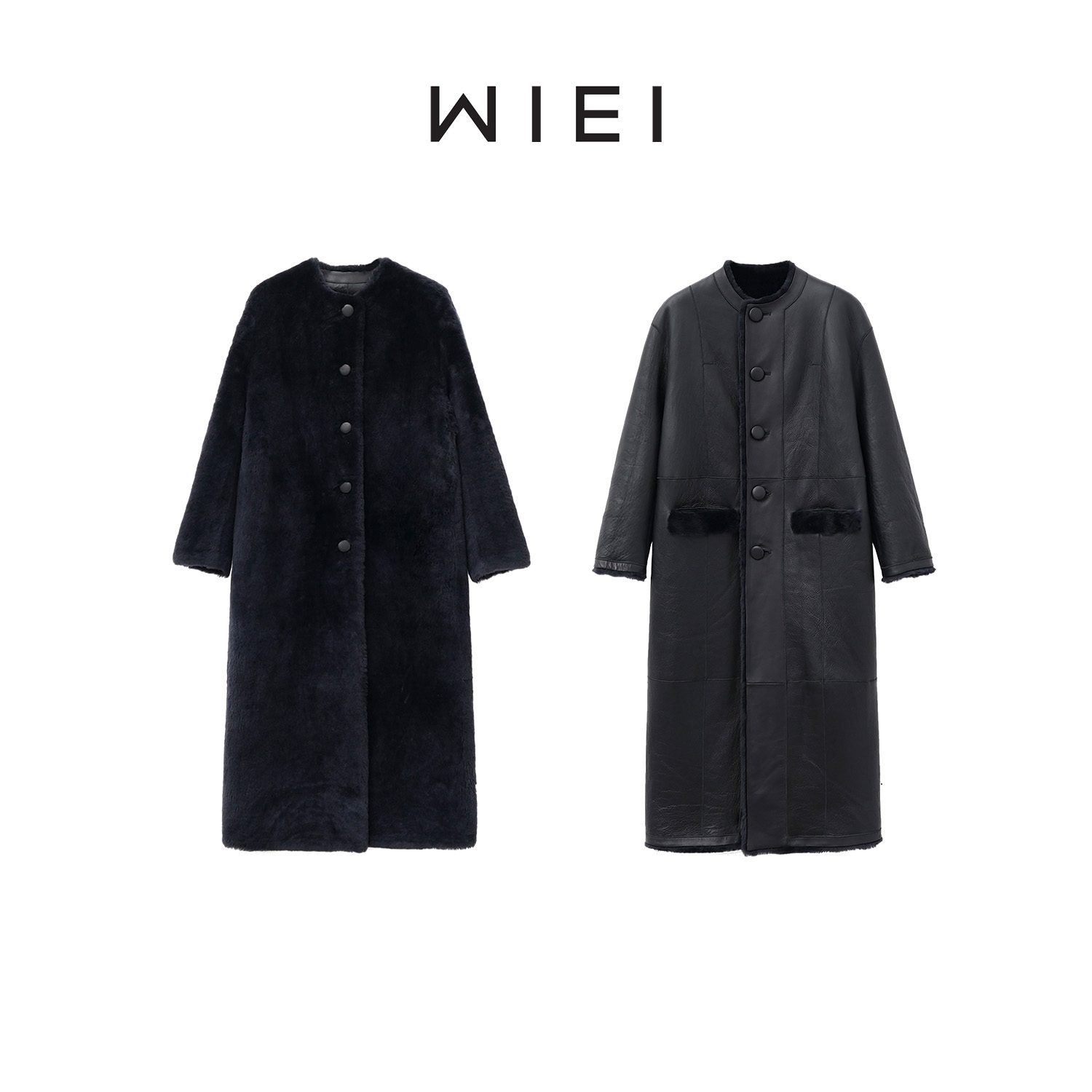 《WI EI》年度战袍*進口羊皮毛一体暖奢双面穿长款皮草W26110004