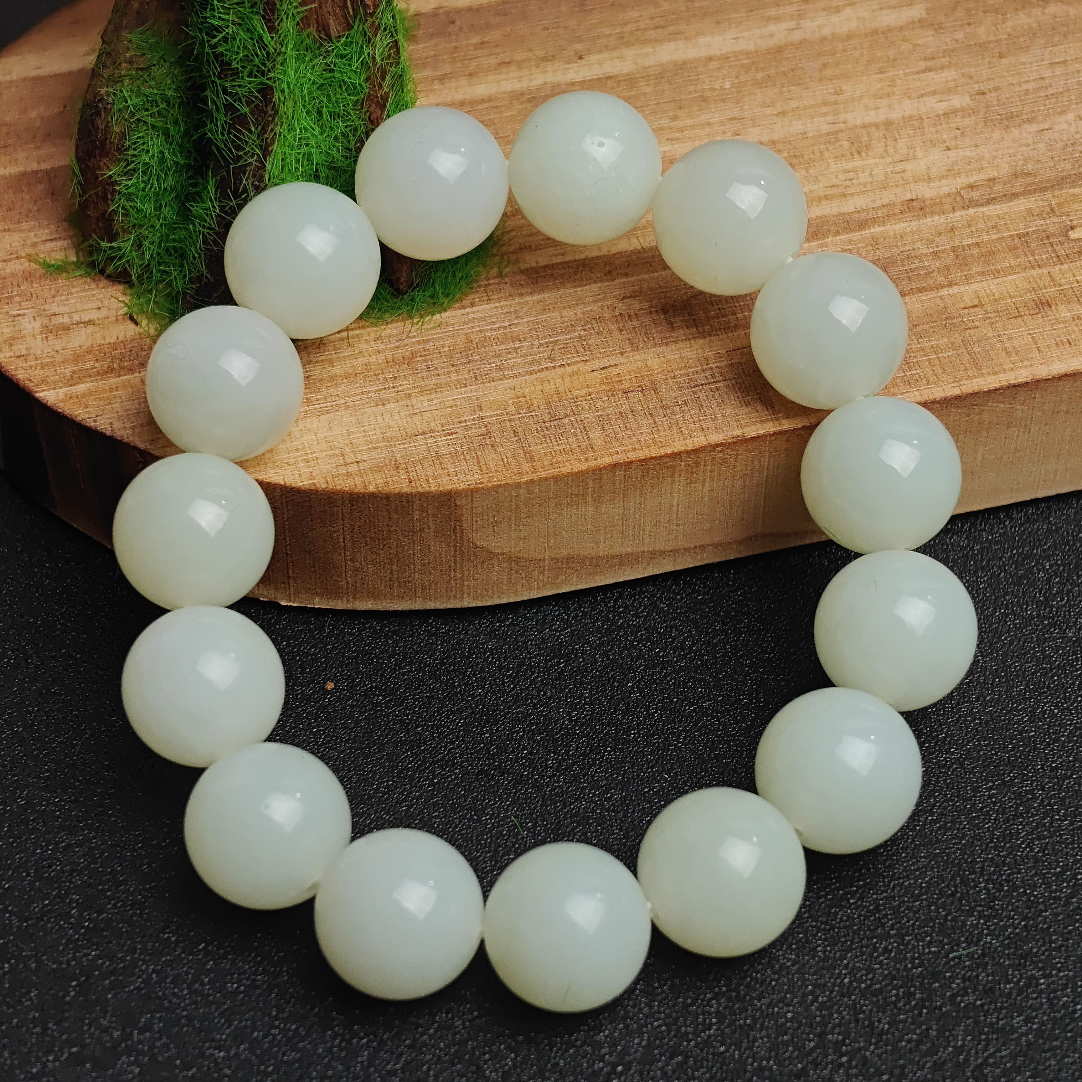 料圆珠手串羊脂白S053