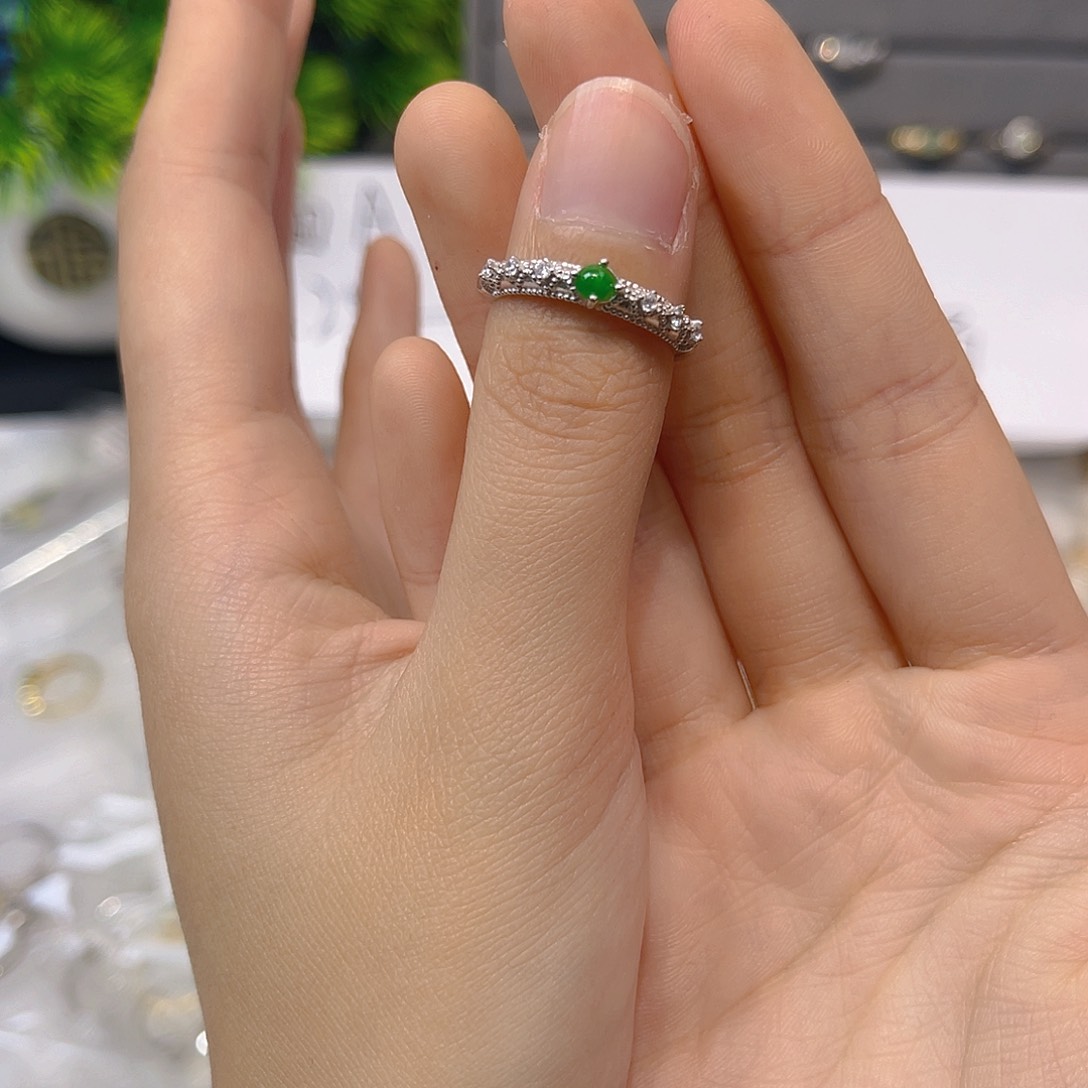 翡翠戒指银S925镶嵌我