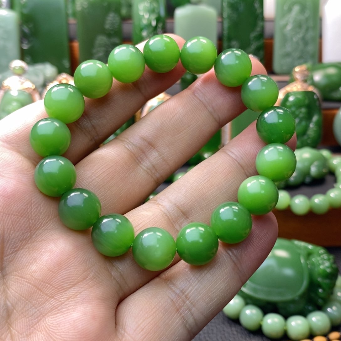 未镶嵌手链和田玉卡12手串