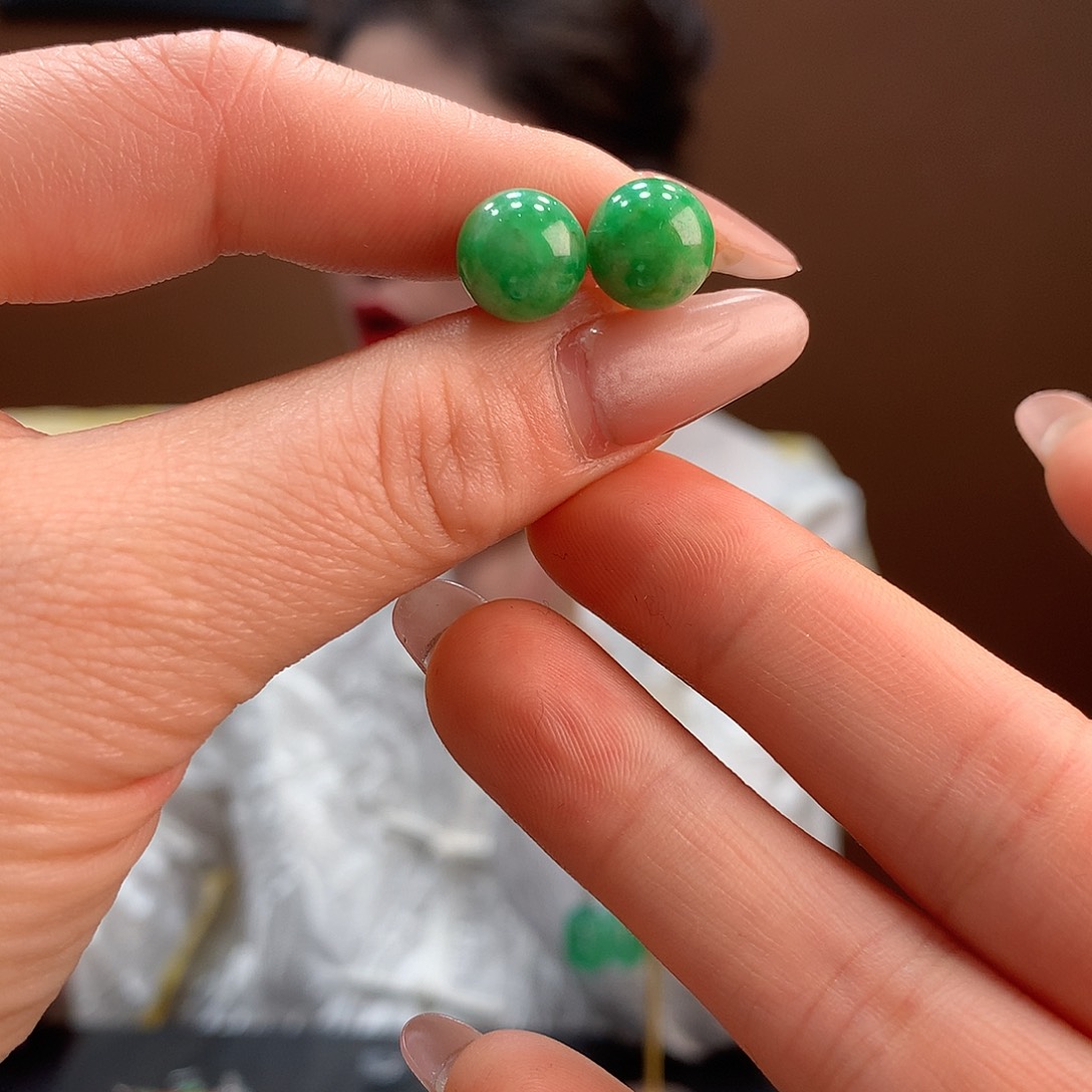 翡翠18K金镶嵌耳饰耳饰