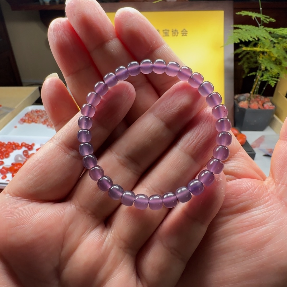 南红玛瑙未镶嵌6➕冰紫老型手串