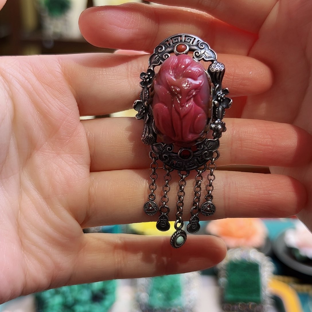 玛瑙/玉髓戒指银S925镶嵌古风