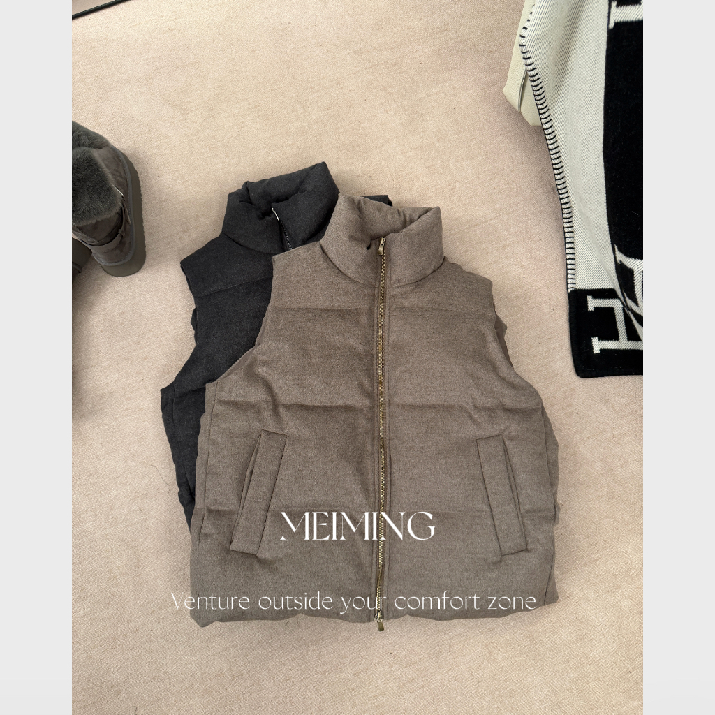 MEIMING 羊毛混纺 | 立领宽松90白鹅绒气质复古鹅绒马甲 MM5110